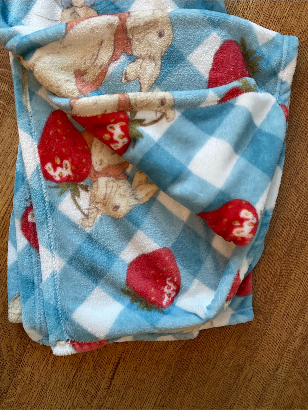 Peter Rabbit Beatrix Potter Strawberry Soft Plush Throw Blanket 50x70 Blue White - Picture 13 of 13
